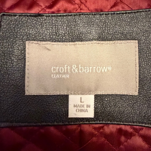 Croft & Barrow Women's Black Leather Jacket, Quilted Lining, Belt, Size Large - Picture 6 of 12